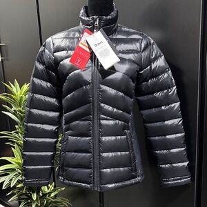 Spyder Down Puffer Jacket,zip hip pockets,interior pockets,logo sleeve,high neck
